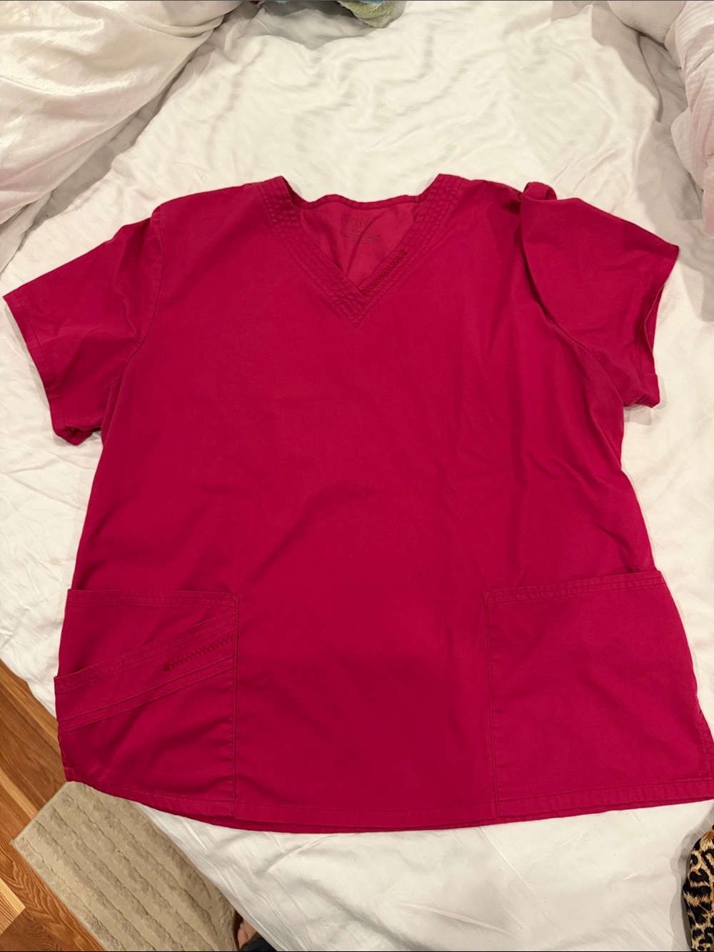 Bright Raspberry V-Neck Scrub Top